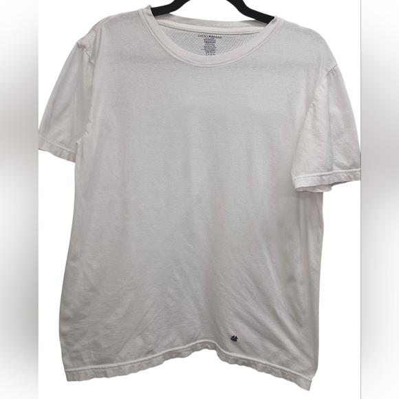 Lucky Brand Other - Lucky Brand Med White 100% Cotton Crewneck‎ Tee Clover Logo Short Sleeve Classic